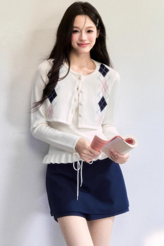 Geometric Quilted Cardigan Set