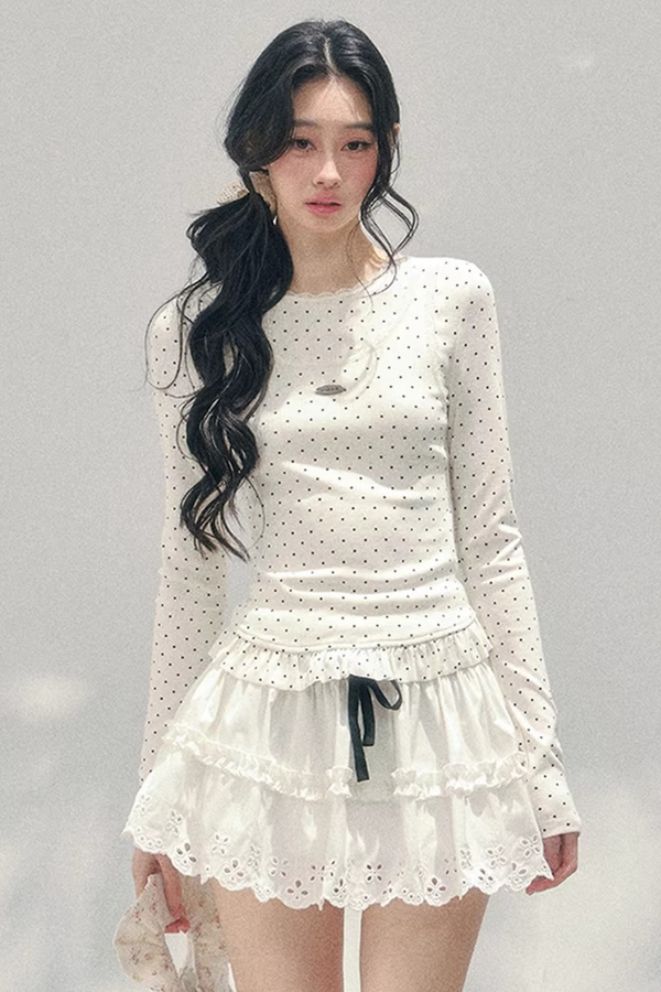 Polka Dot Two-Piece Blouse