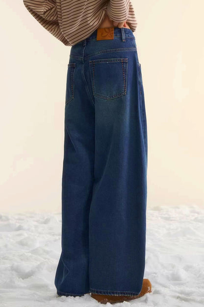 Brushed Distressed Retro Jeans