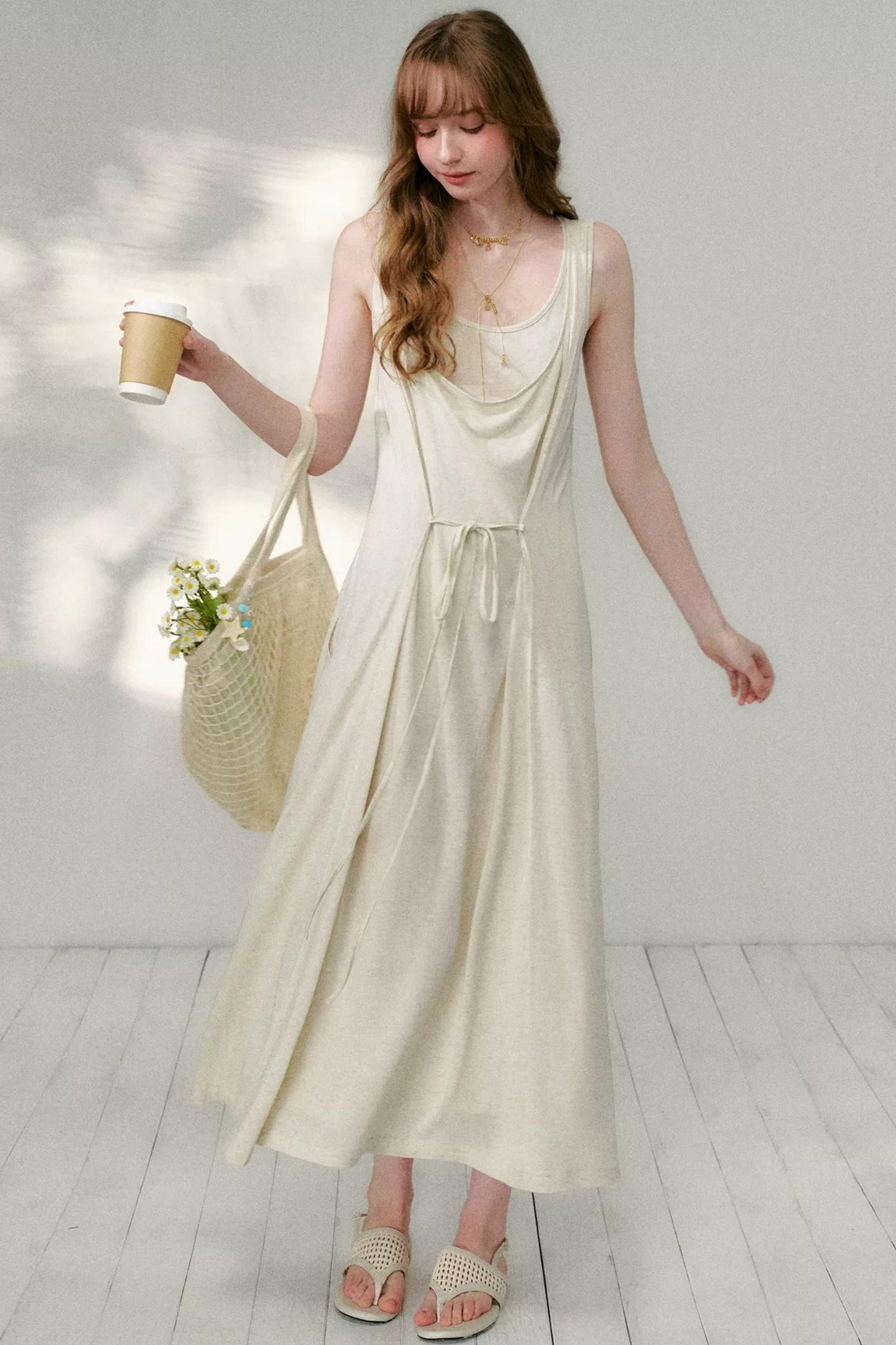 Belted Layered Maxi Dress