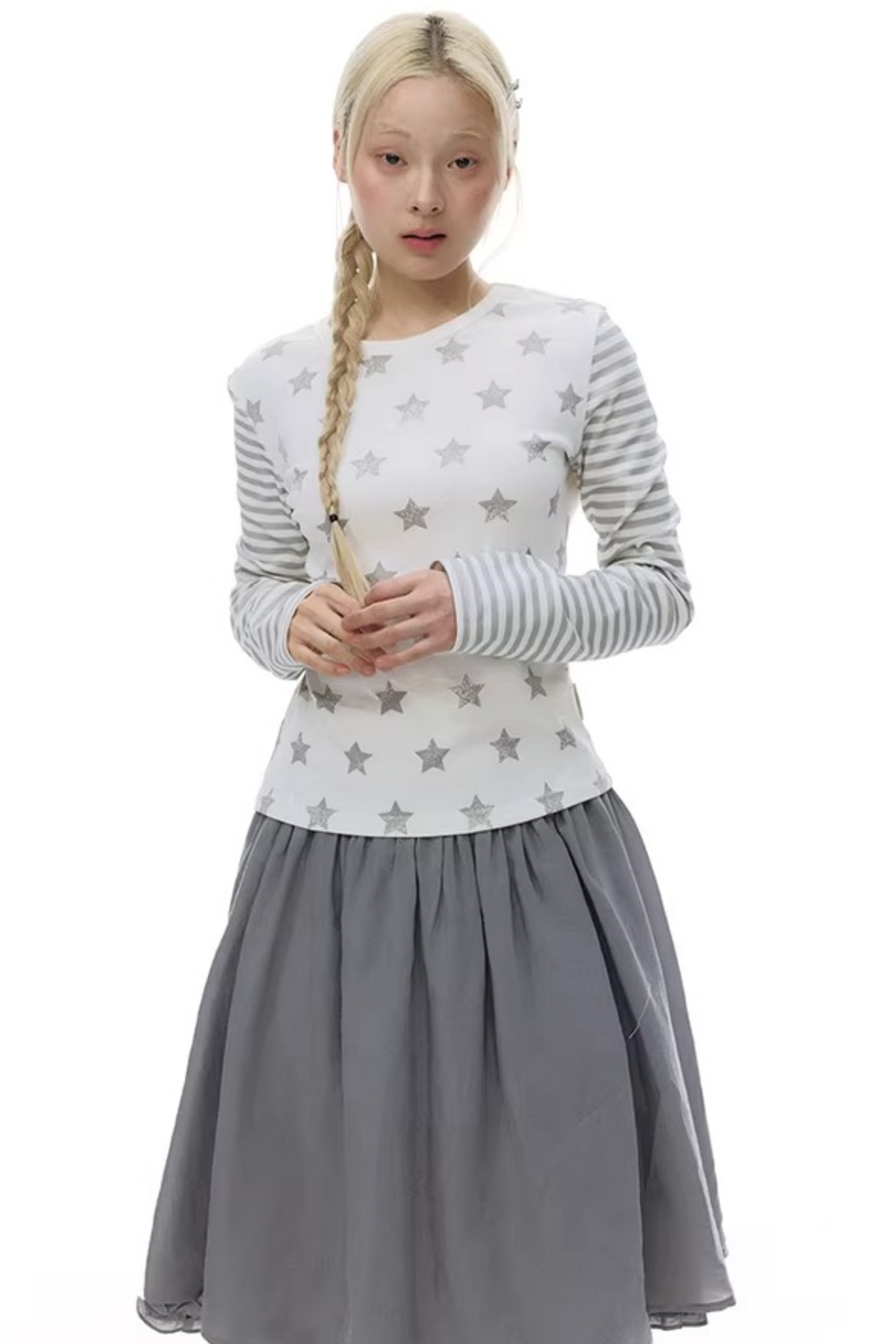 레이스 플래킷 블라우스 셋업