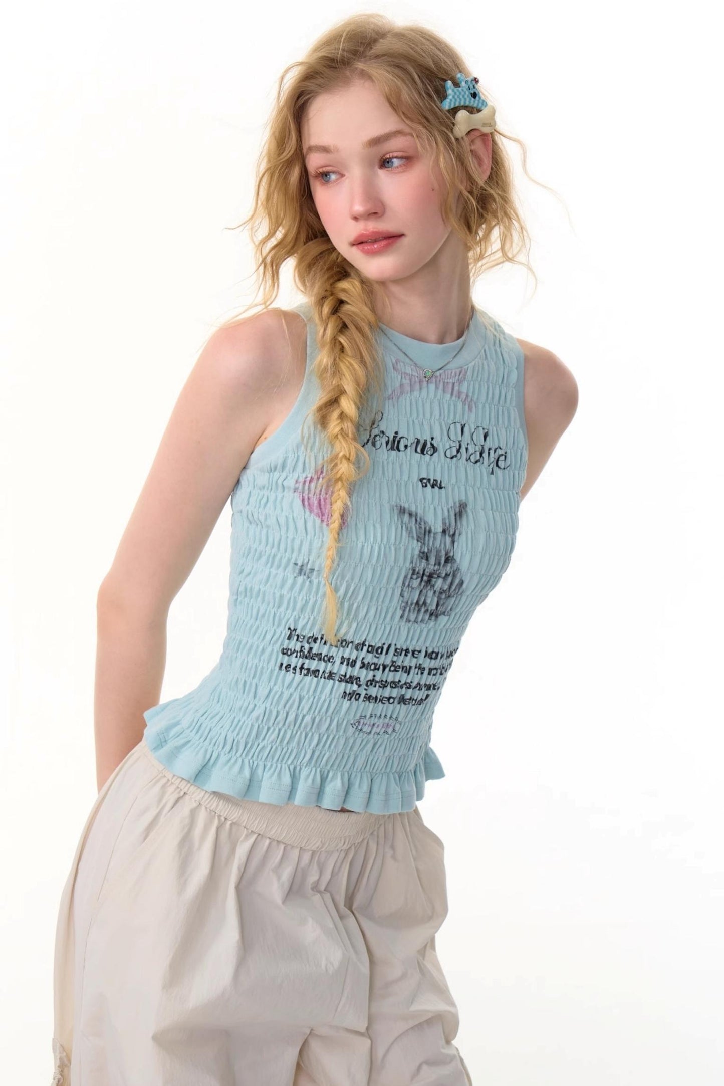 Rabbit Print Wrap Top