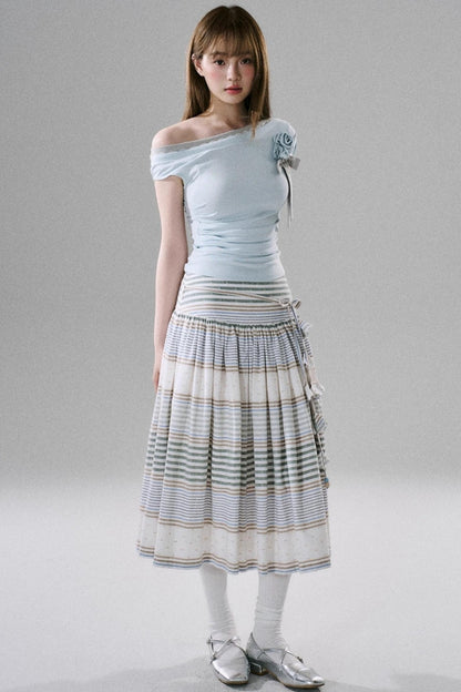 Soft Floral Belted Summer Skirt