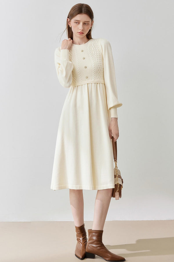 Französisches Strickpullover-Waist-Kleid 