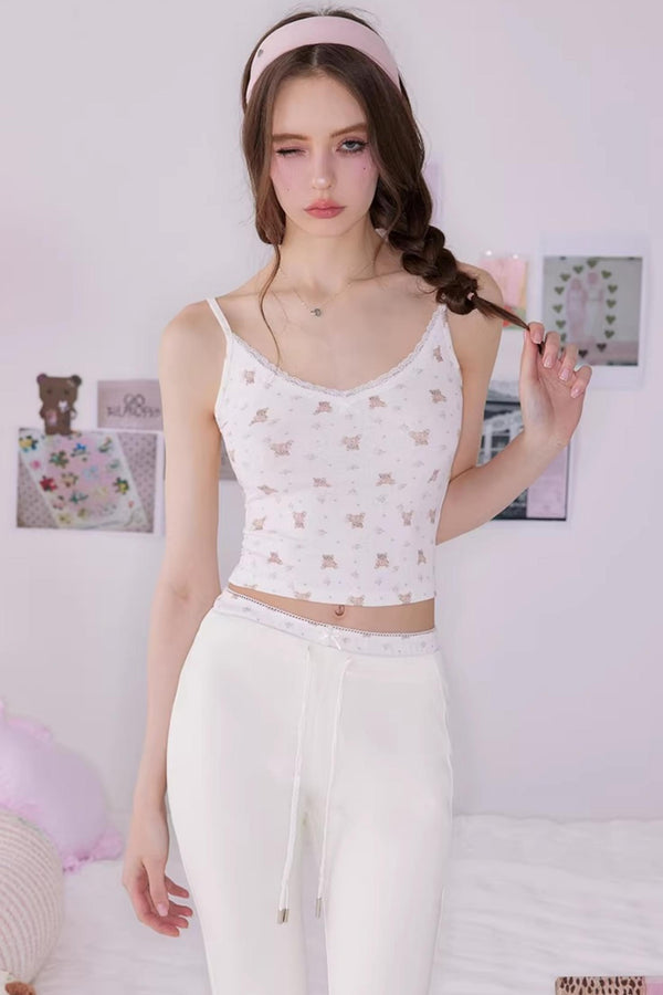 Bear Print Sweater Suspender Set-Up