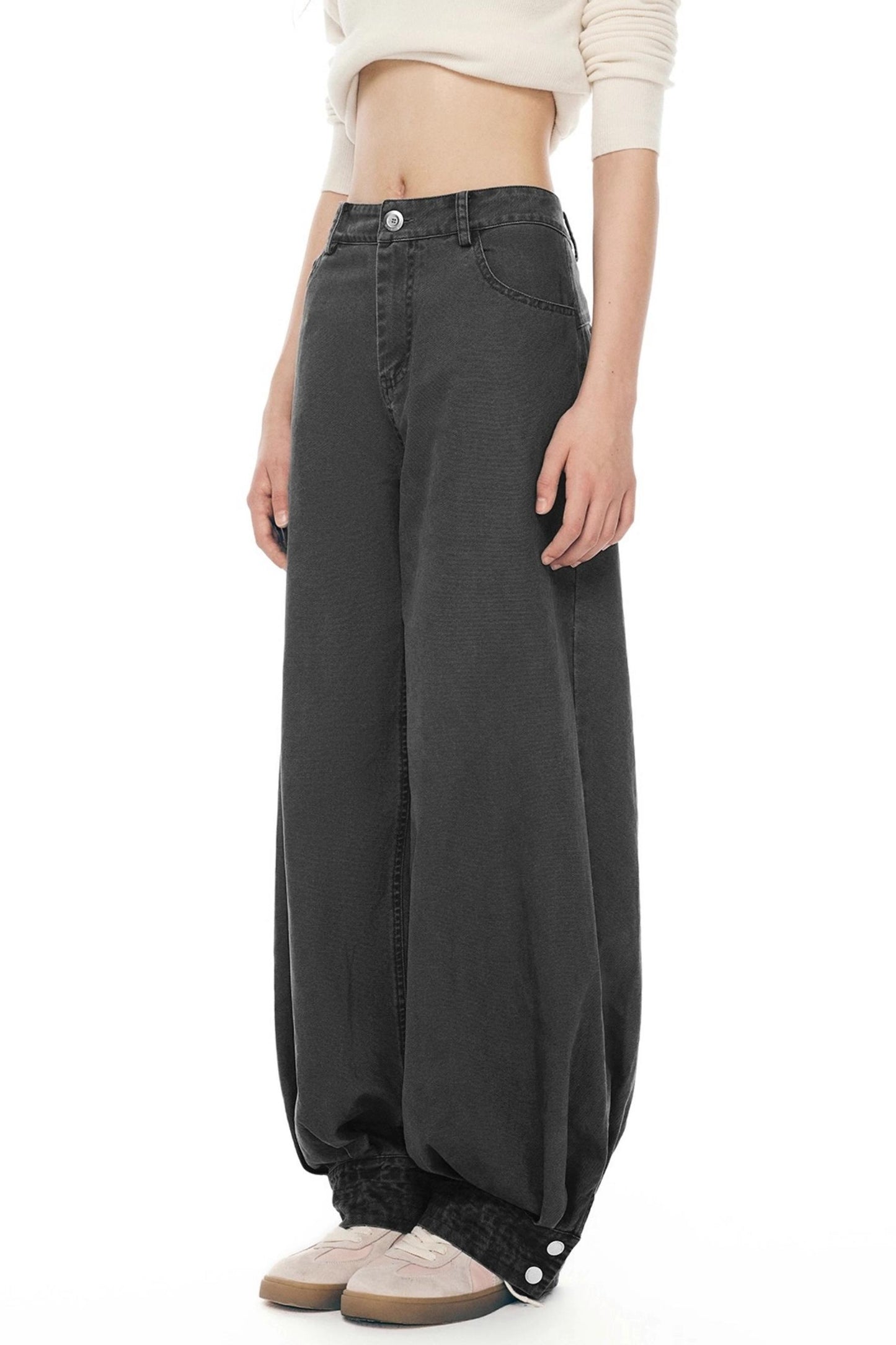 Retro Distressed Cotton Pants