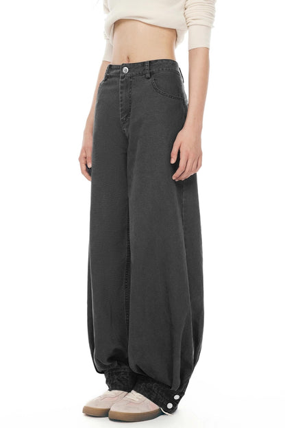 Retro Distressed Cotton Pants