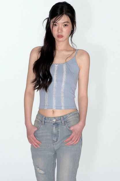 Summer Lace Suspenders Cropped Vest