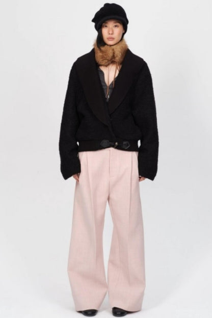 Pleated Low Rise Wide-Leg Pants