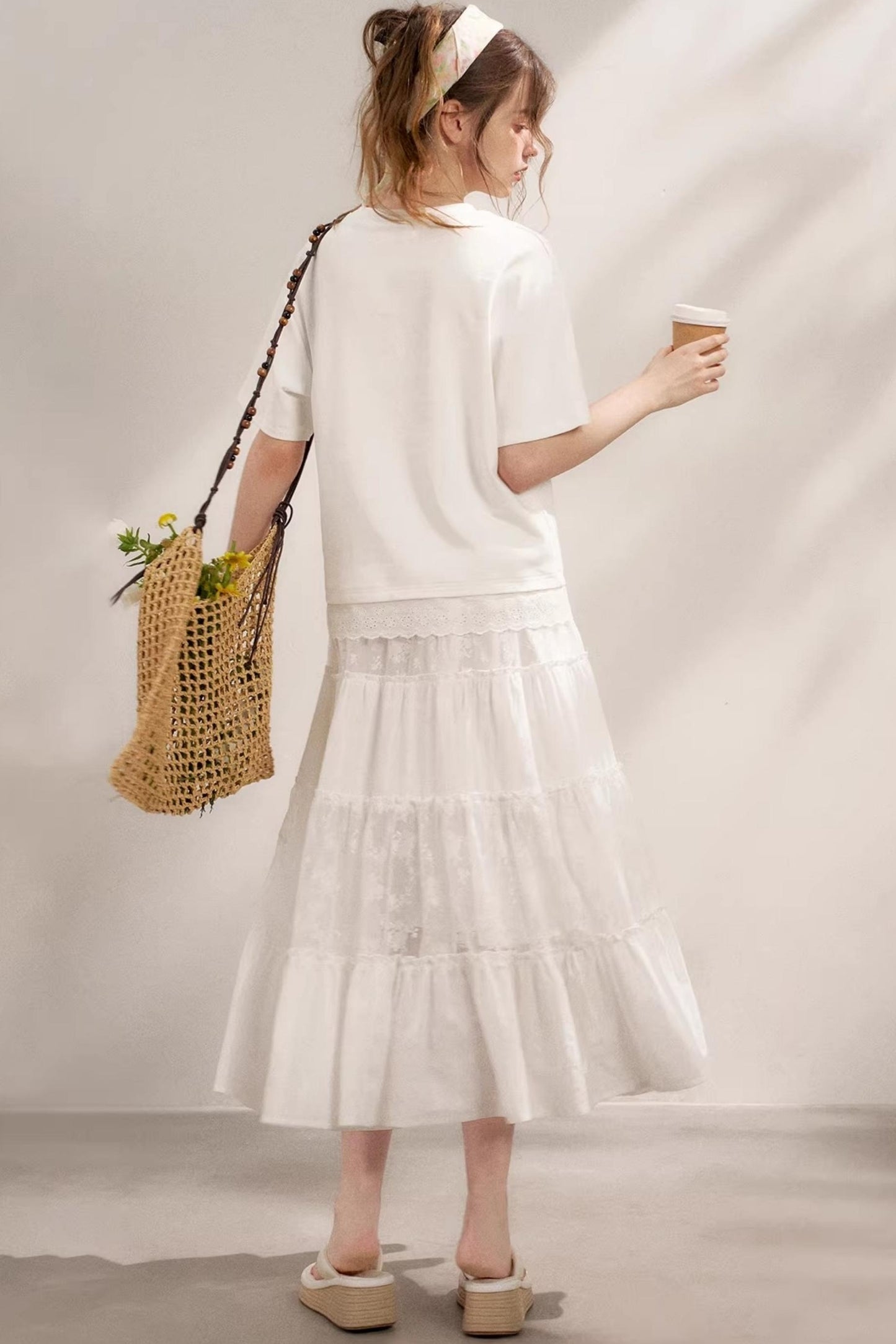 Pure White Lace Halter Skirt