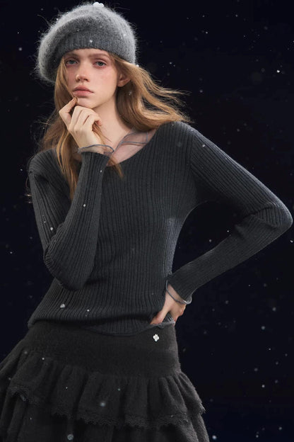 Mesh Splicing High-Elastic Base Shirt