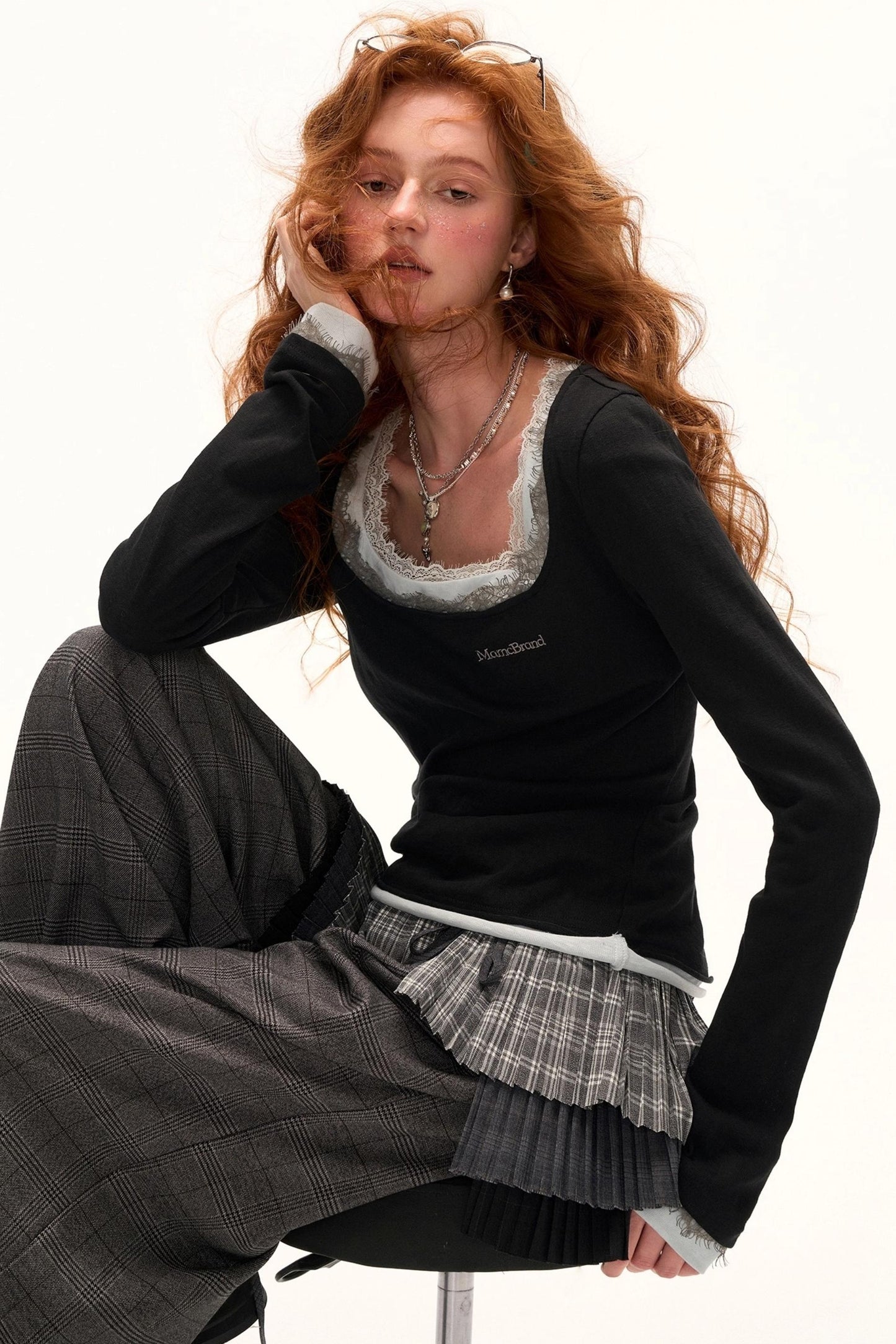 Lace Layered Long Sleeve T-Shirt