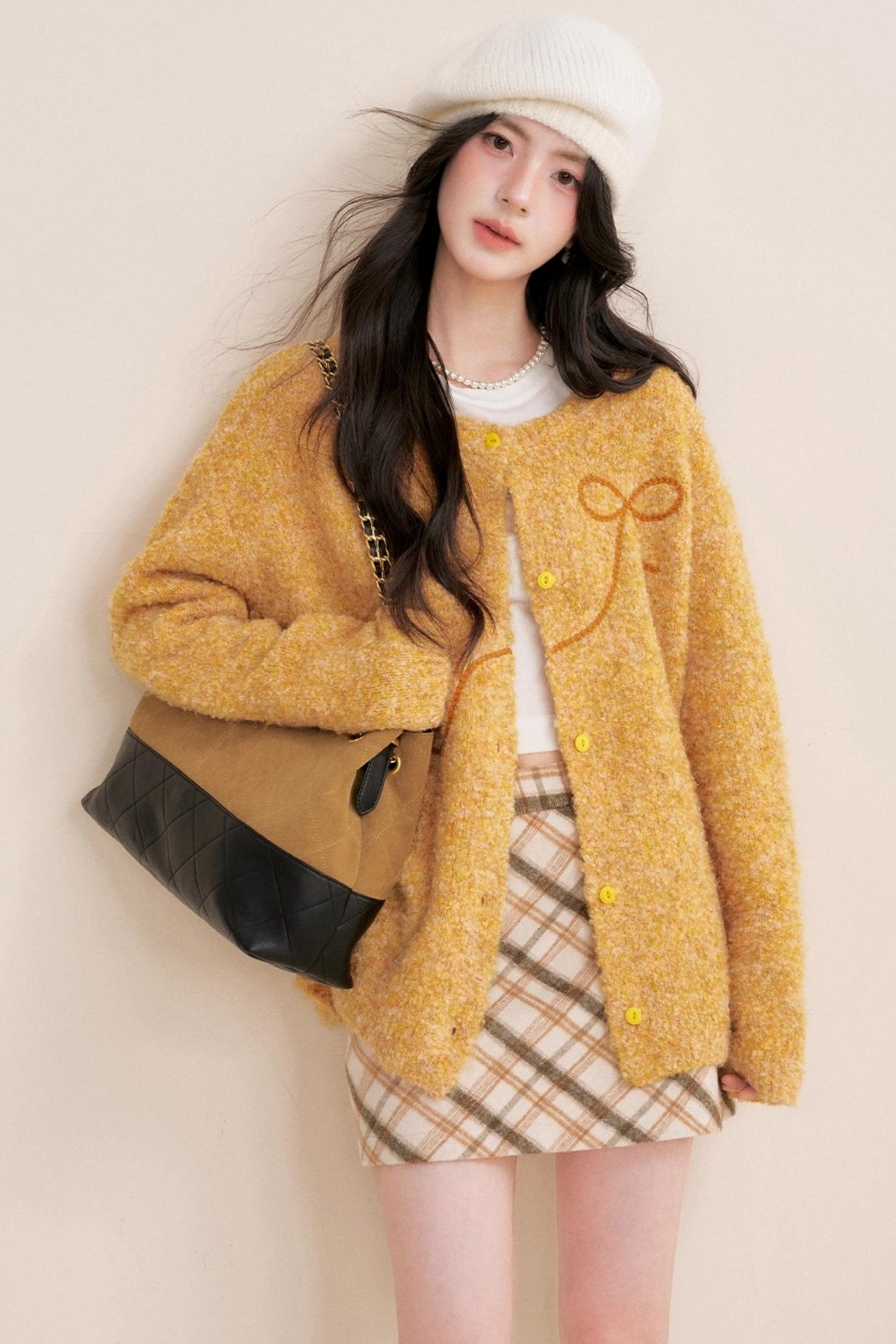 Sunset Velvet Bow knot Cardigan