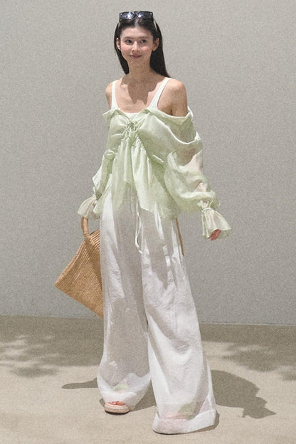 Iridescent Wide-Leg Trousers