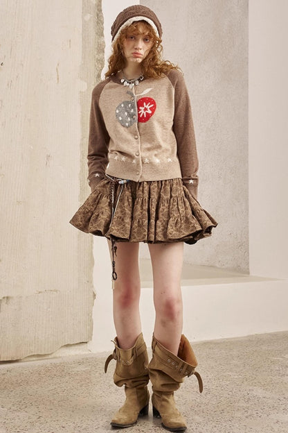 Apple Wool Blend Slim Fit Knitted Cardigan