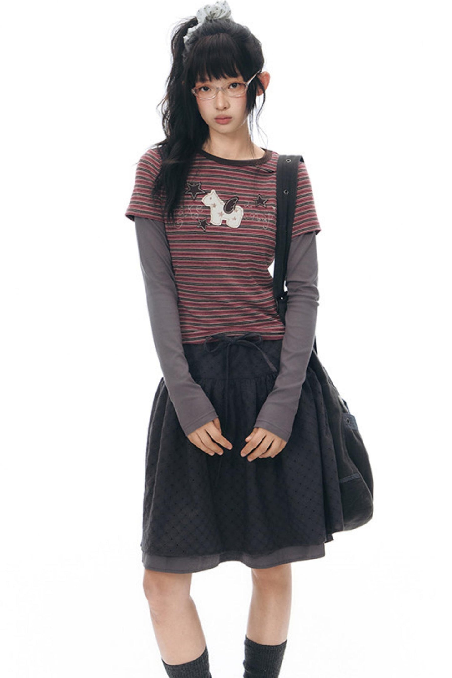 T-Shirt mit Pony-Applikation und Stickerei