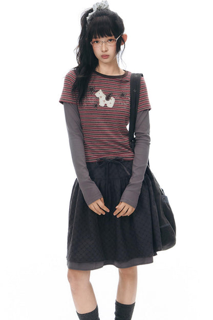 T-Shirt mit Pony-Applikation und Stickerei