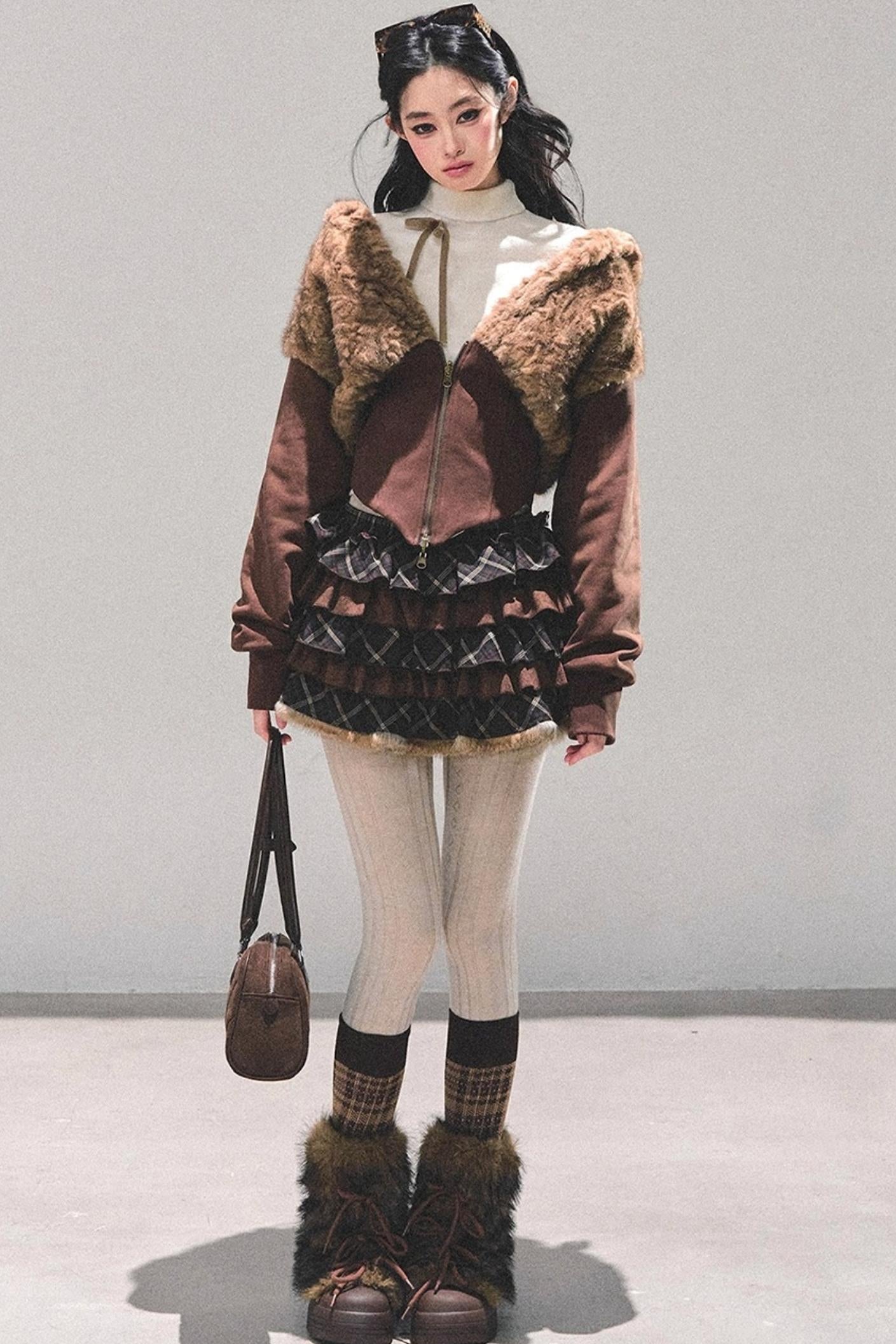 Sleeping with Snow Lamb Wool Coat