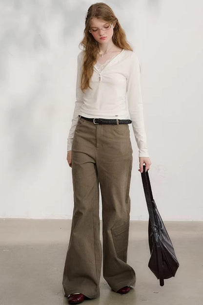 Cloud Cedar Lace Patchwork Top