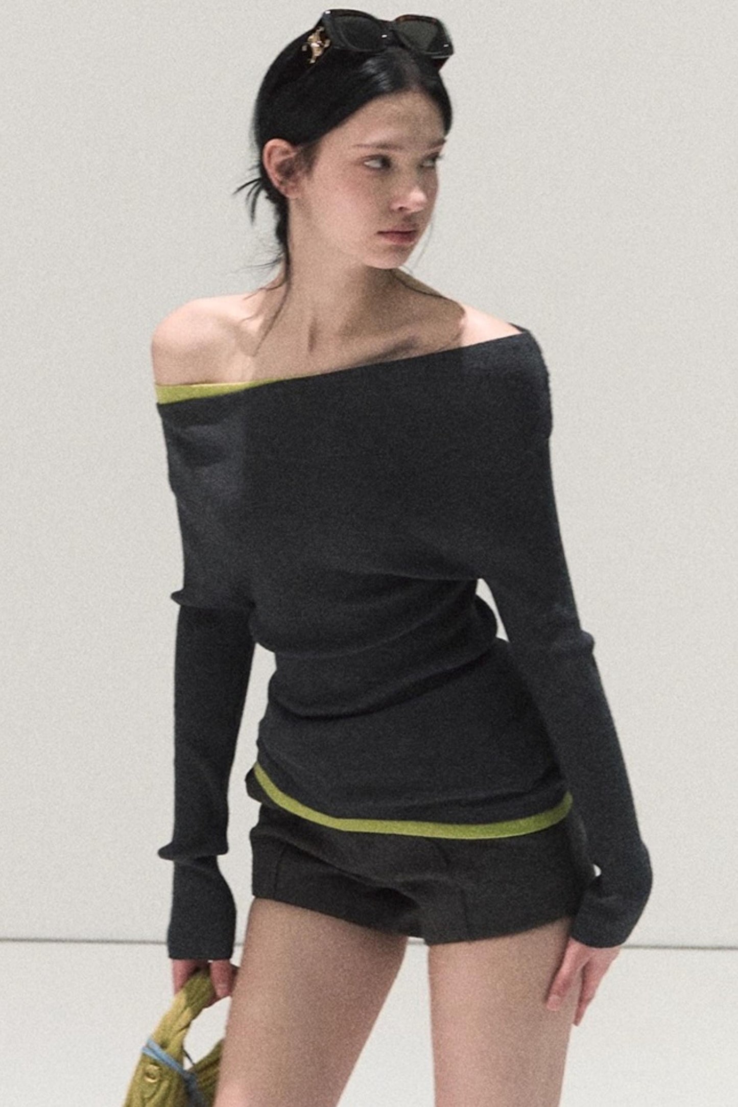 Wool Off-Shoulder Knit Top