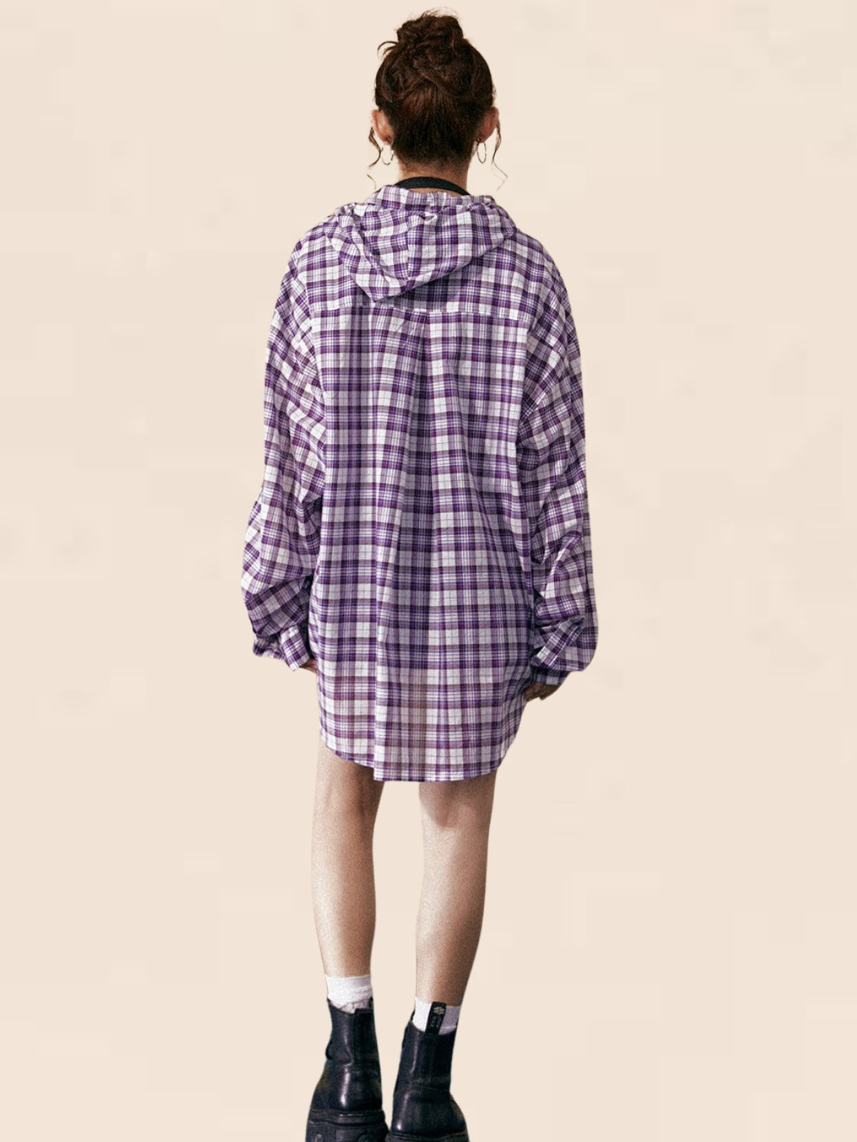 Purple Checkered Loose Coat