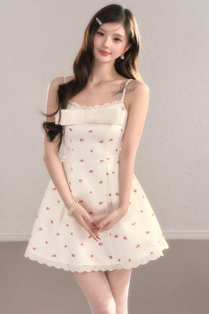 Bow Print Strap Dress