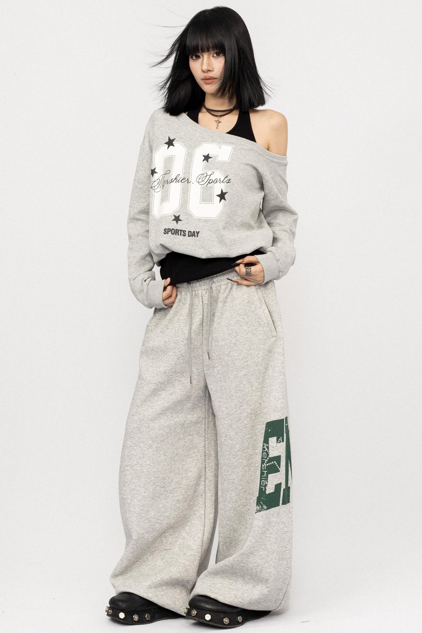 American Vintage Slanted Shoulder Loose Sweatshirt