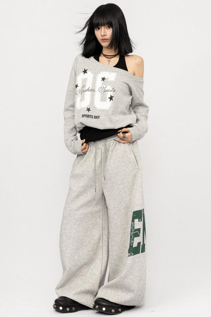 American Vintage Slanted Shoulder Loose Sweatshirt