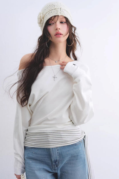 Asymmetrical Striped Tie Top