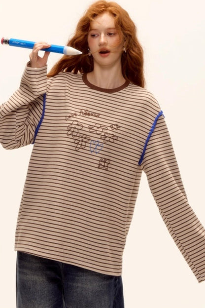 Striped Bead Embroidery Top