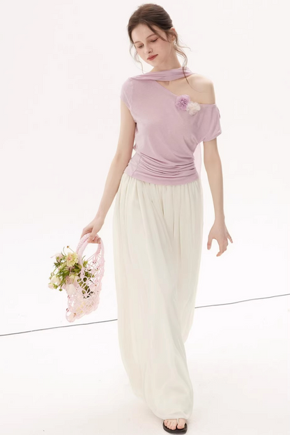 Top asimmetrico in Lyocell Tencel