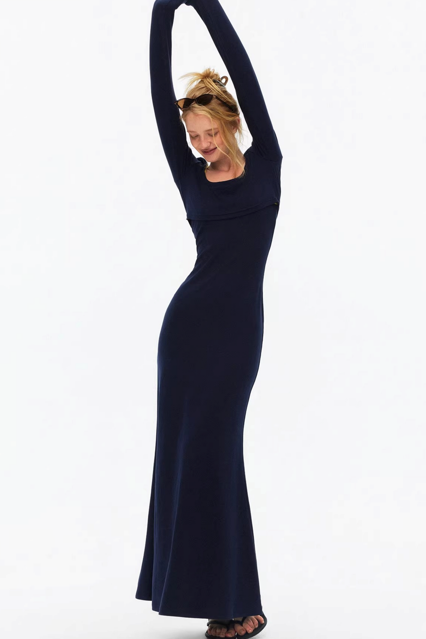 Knitted Color-Blocked Dress Set-Up