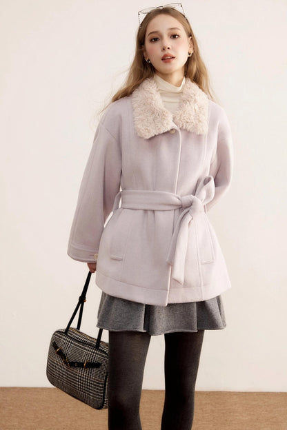 Woolen Mid-Length Winter Plush Wool Coat