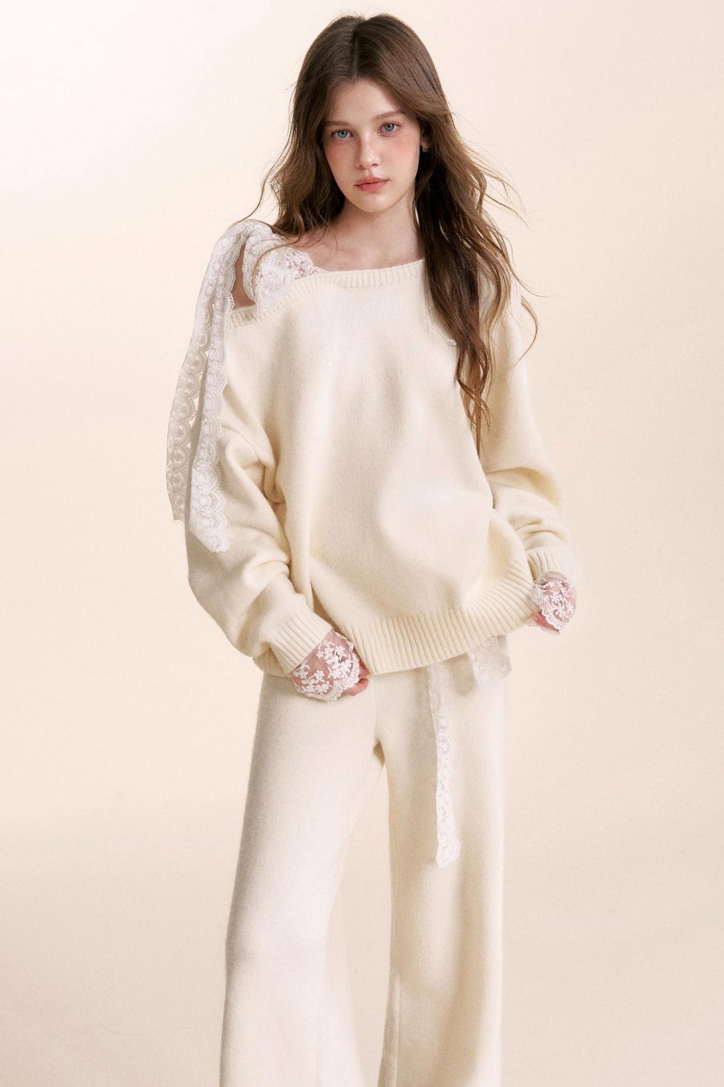 Romantic Lace Wool Sweater Set-Up