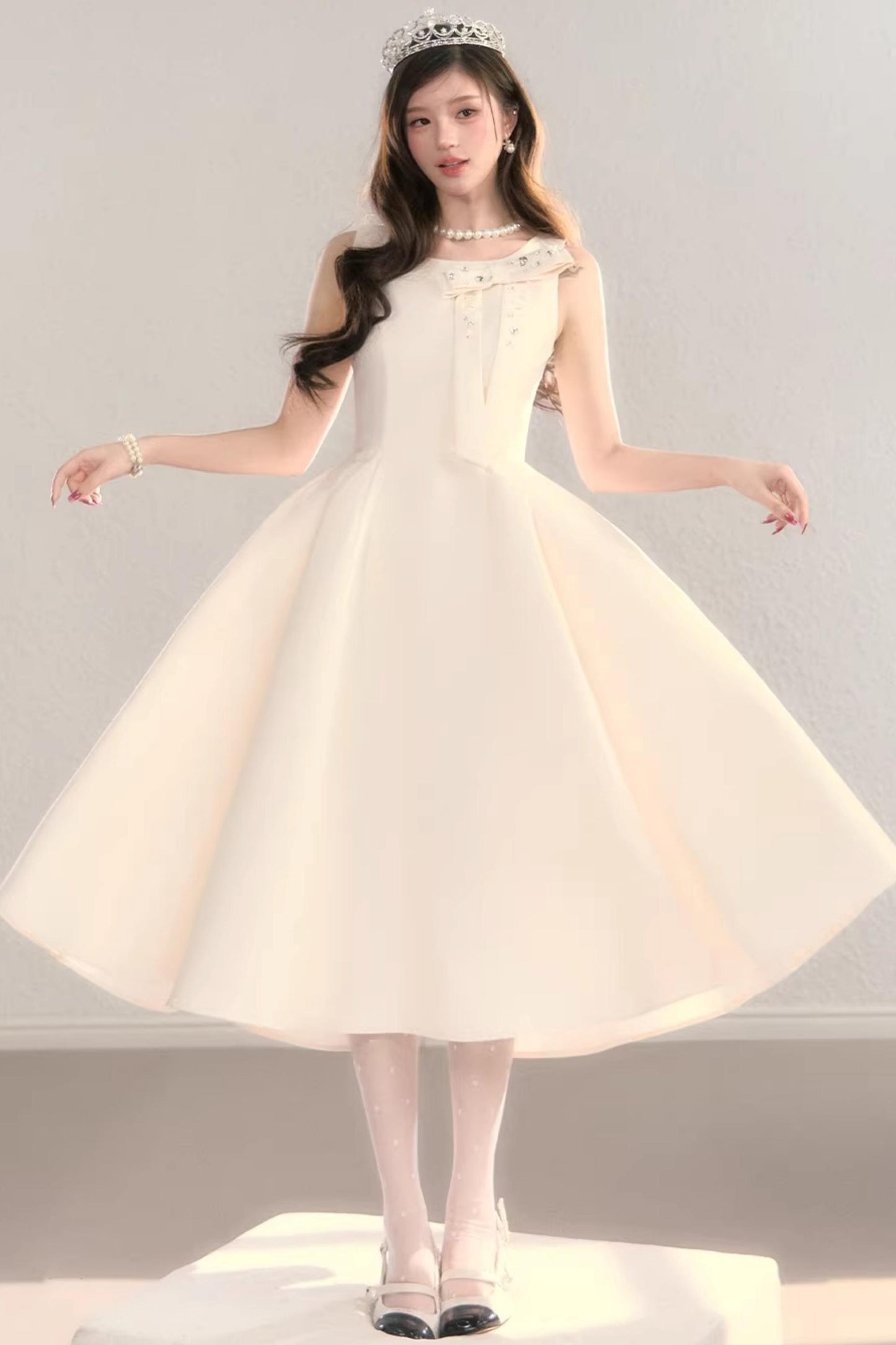 French Satin Bow Dress