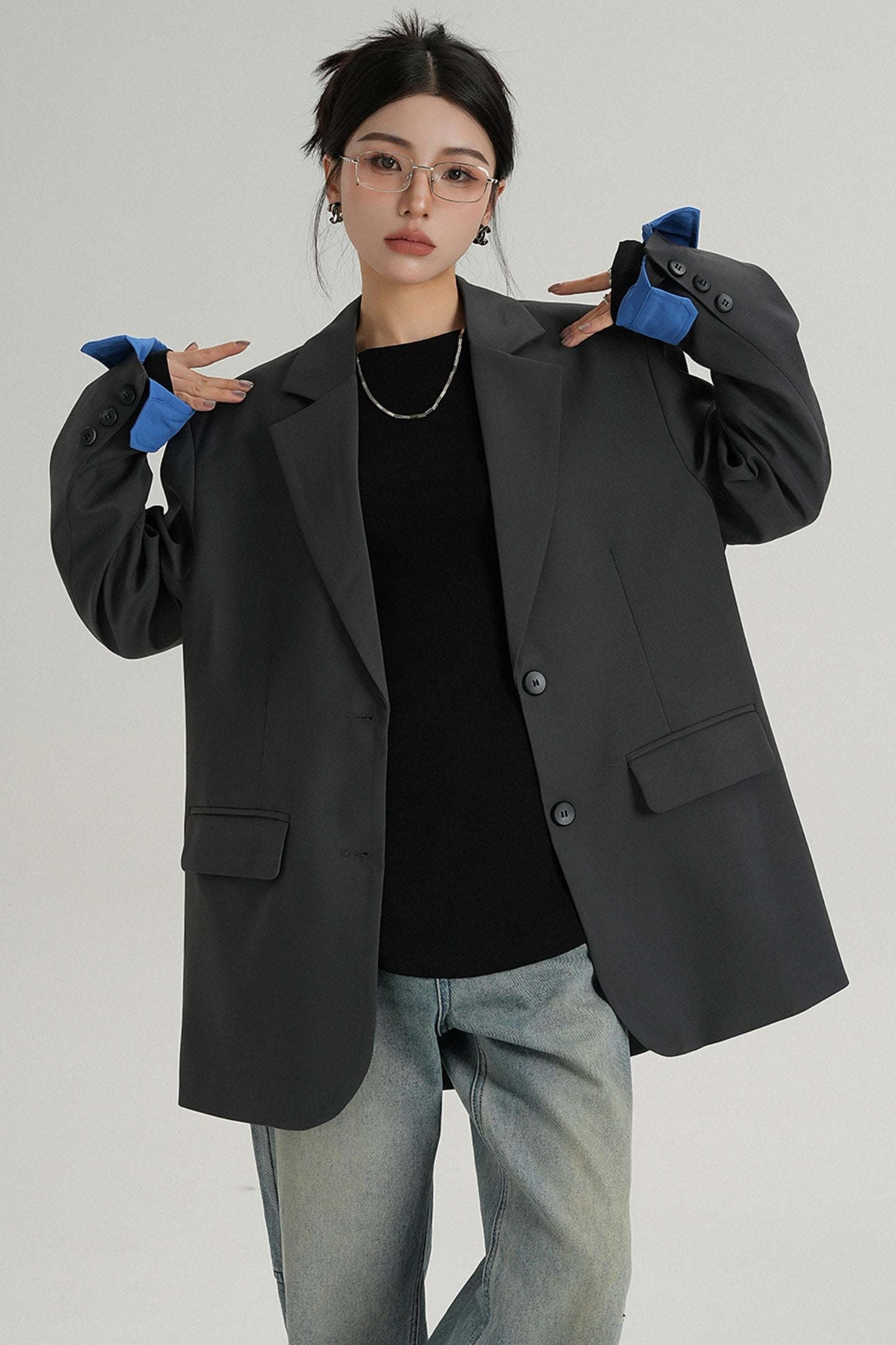 Blazer à lacets de design tempérament 