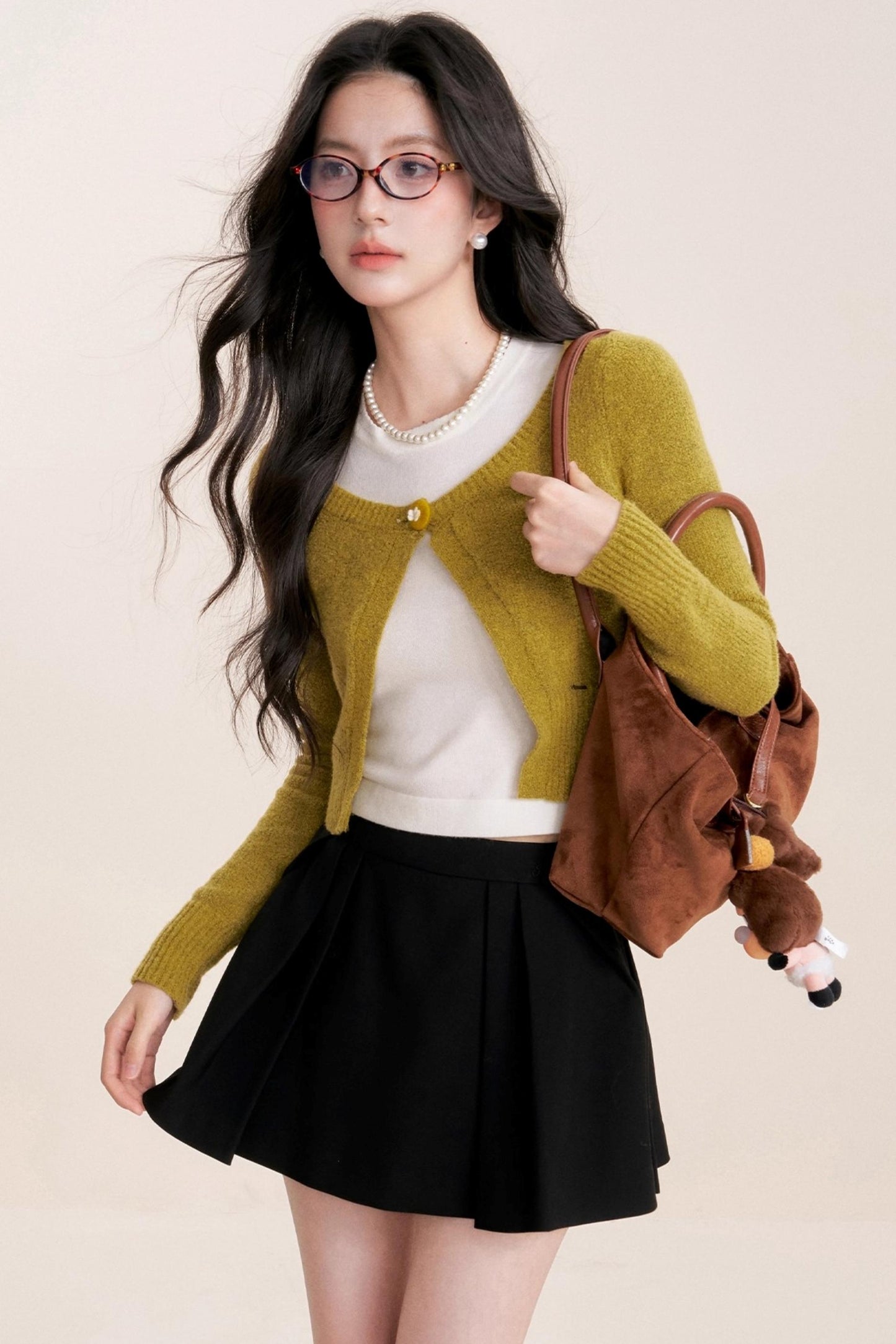 Cashmere Wool Crew Neck Knit Coat