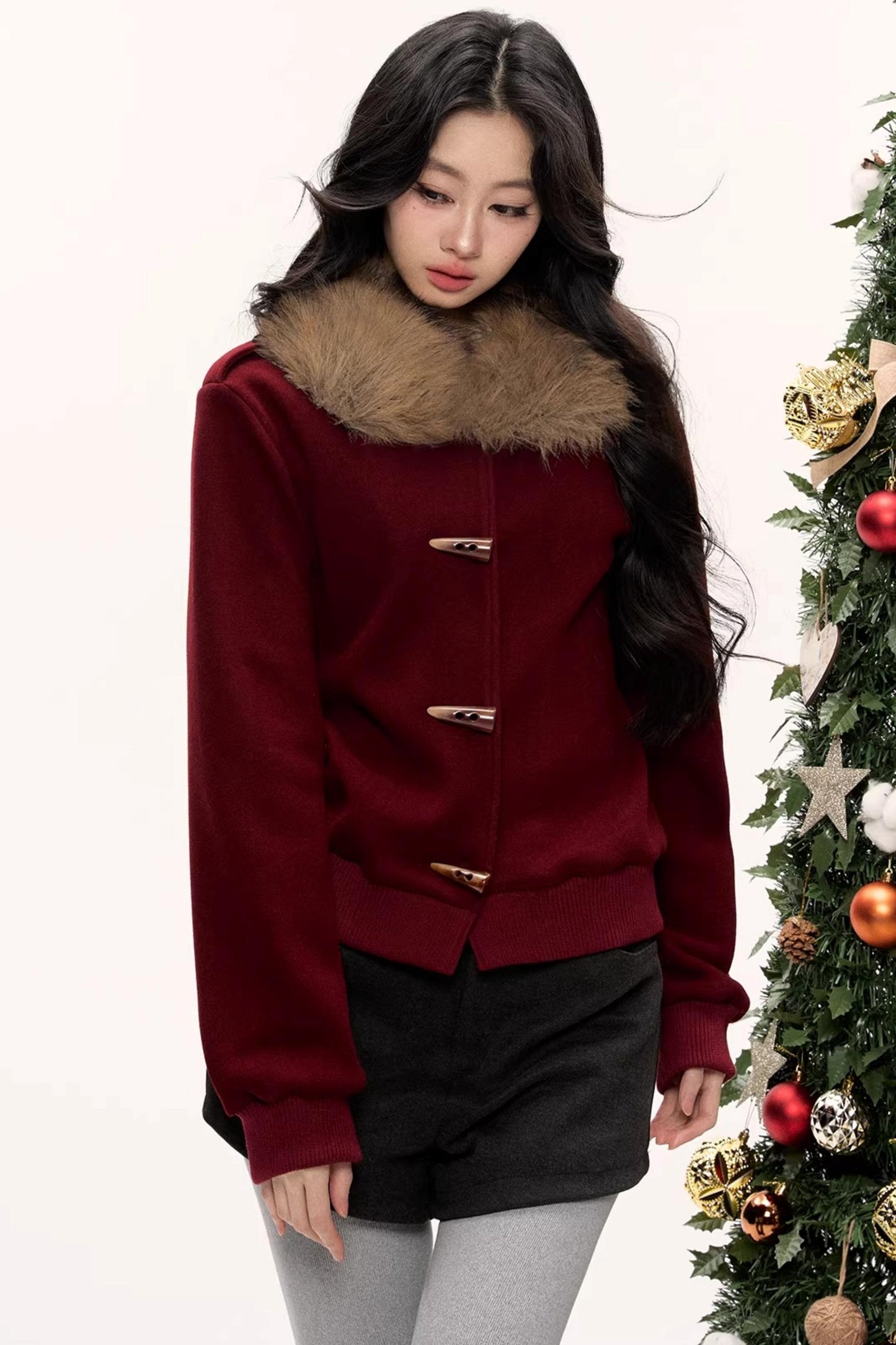 Mulled Wine Burgundy Knitted Cardigan Set-Up