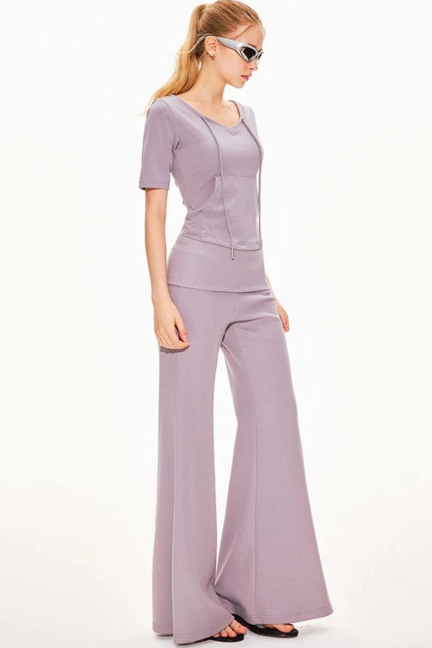Lyocell Knit V-Neck Ensemble Set-Up