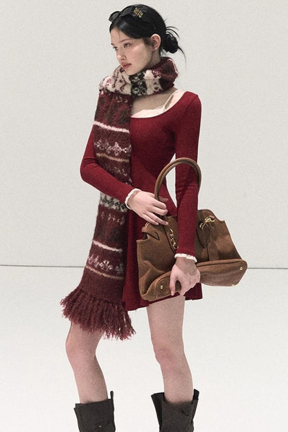 Handmade Wool Fair Isle Scarf