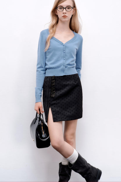 Gentle Polka Dot Ruffled Skirt
