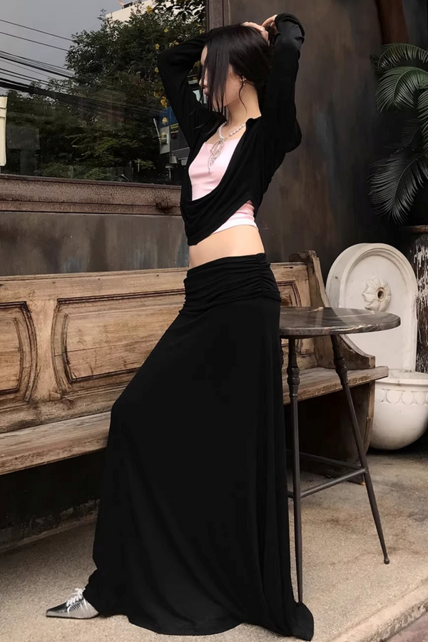 Color-Block Knit Cowl Top Set