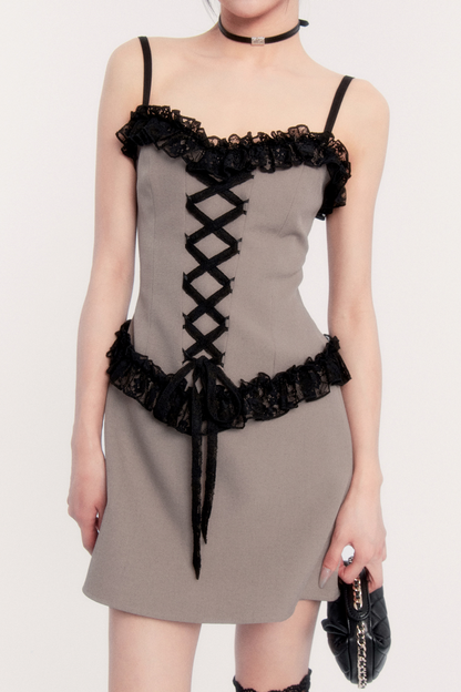 Elegant Lace Patchwork Dress Set-Up