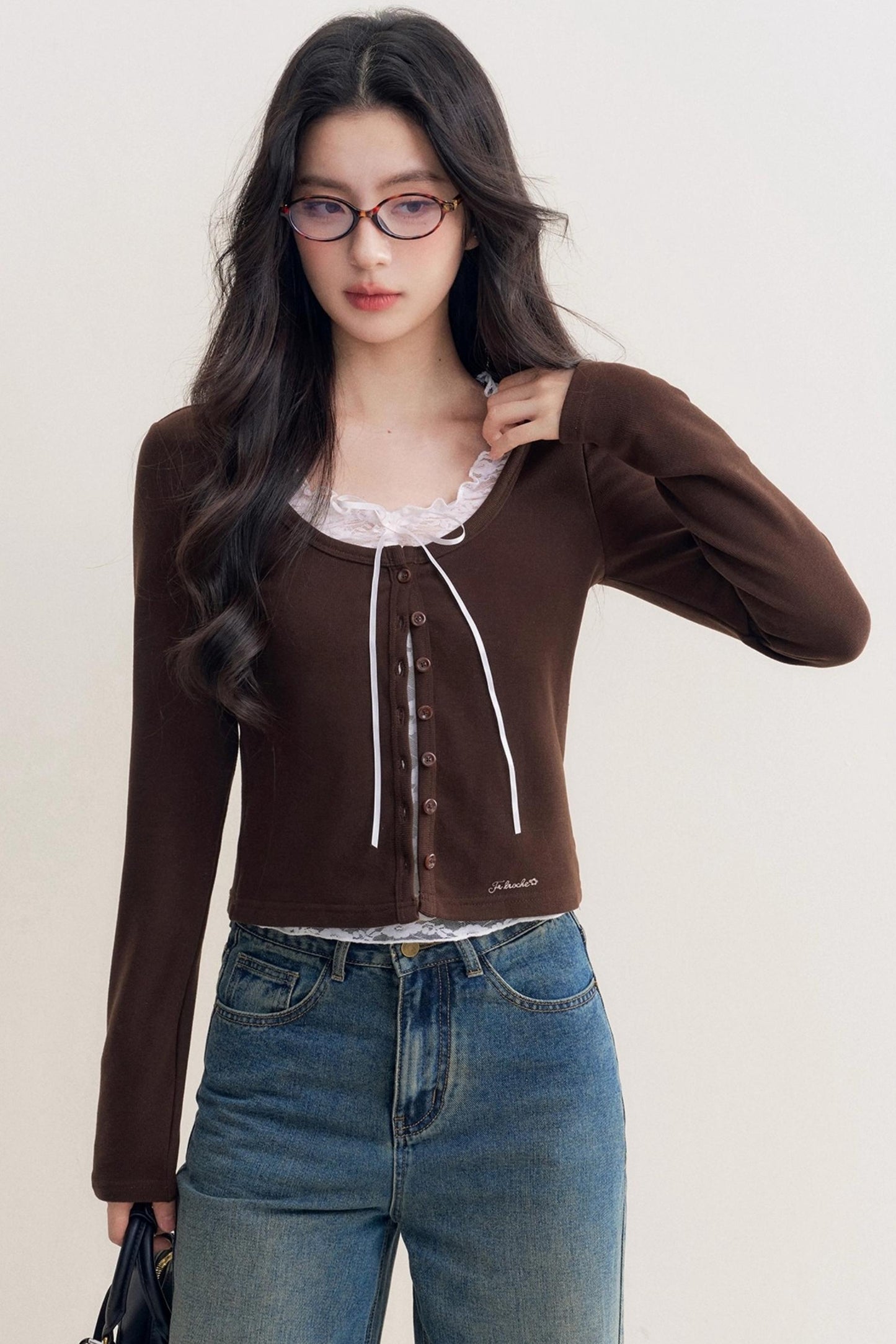 Romantic Lace Chocolate Cardigan