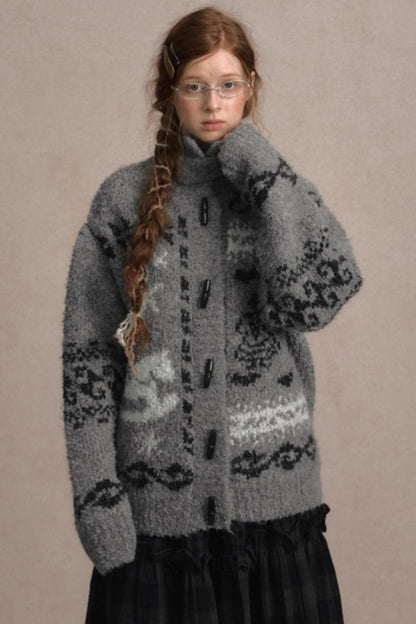 Retro Collegiate Knitted Cardigan