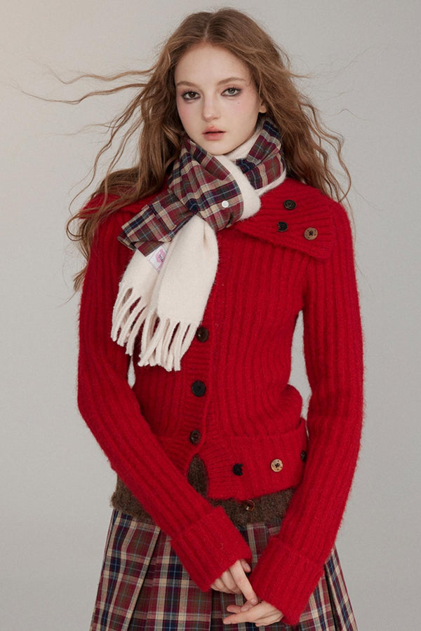 Abnehmbarer Wollschal mit Karomuster 