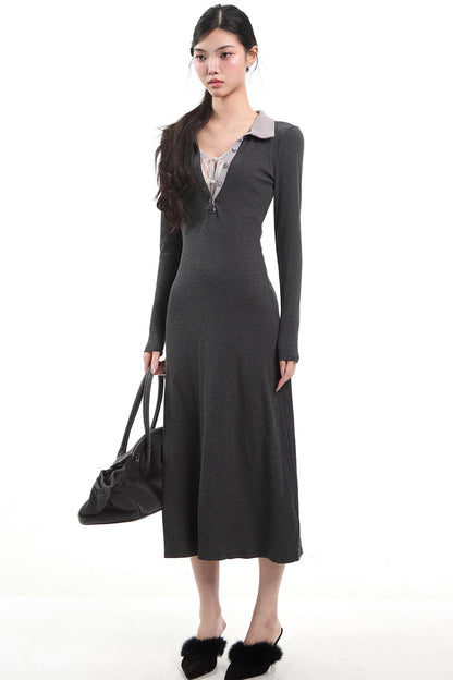 다크 그레이 투피스 드레스