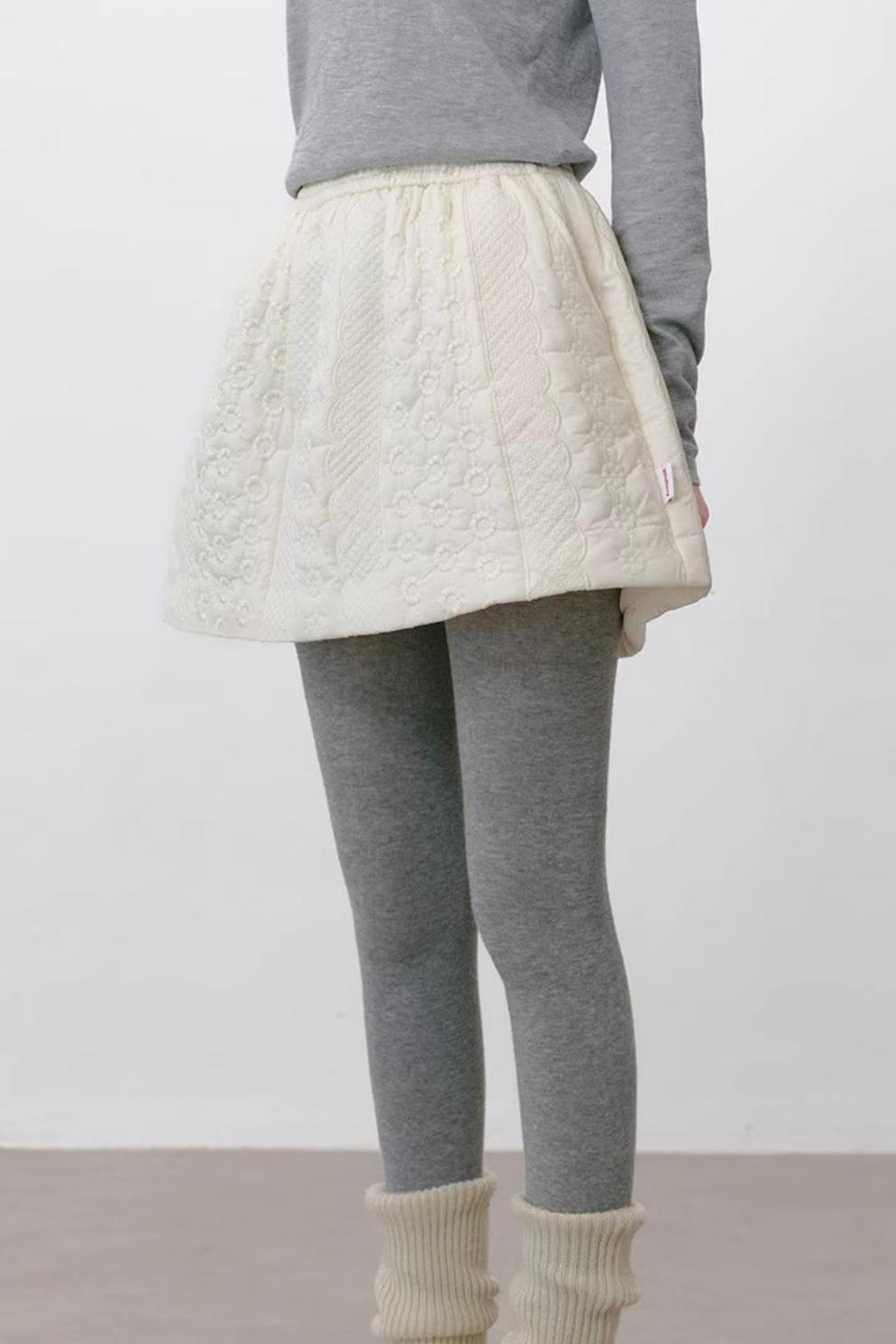 Elasticated Plaid Quilted A-Line Skirt