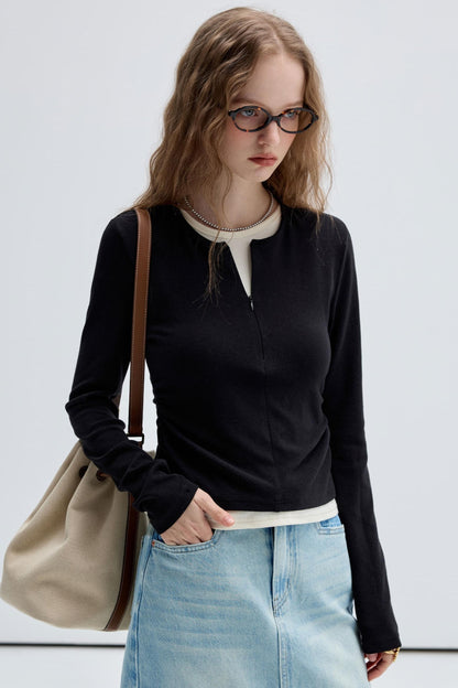 Slim Contrast Long Sleeve T-Shirt