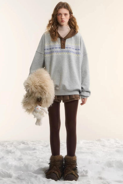 Fair Isle Hooded Top